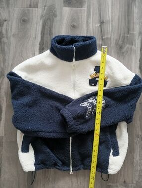Adidas Navy and White Sherpa-Lined Jacket